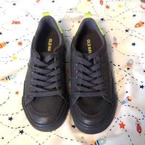 Dark Grey Vegan Leather Little Kid Sneakers